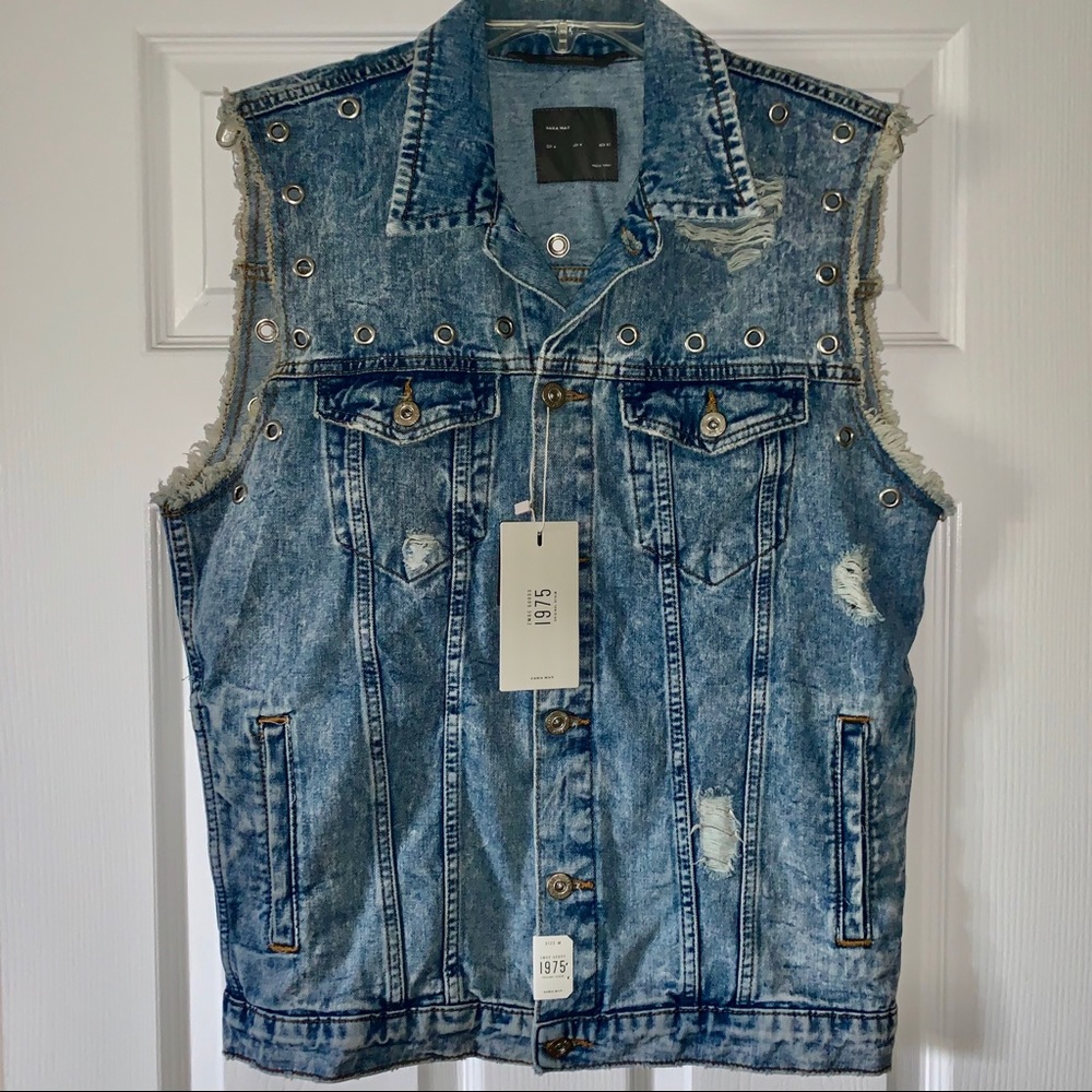 Zara Man Original Distressed Denim Vest